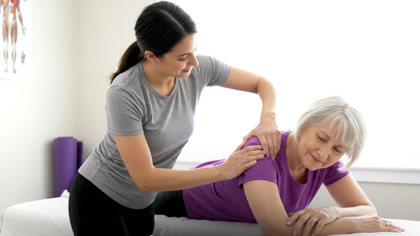 Triangle Physiotherapy therapist helping a patient improve mobility at the Oakville physiotherapy clinic